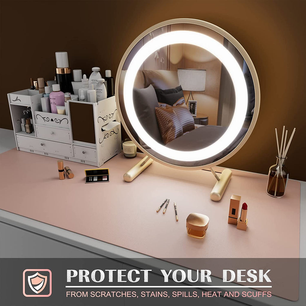Large Office Desk Mat, Leather Mouse Pad (31.5"X15.7", Pink)
