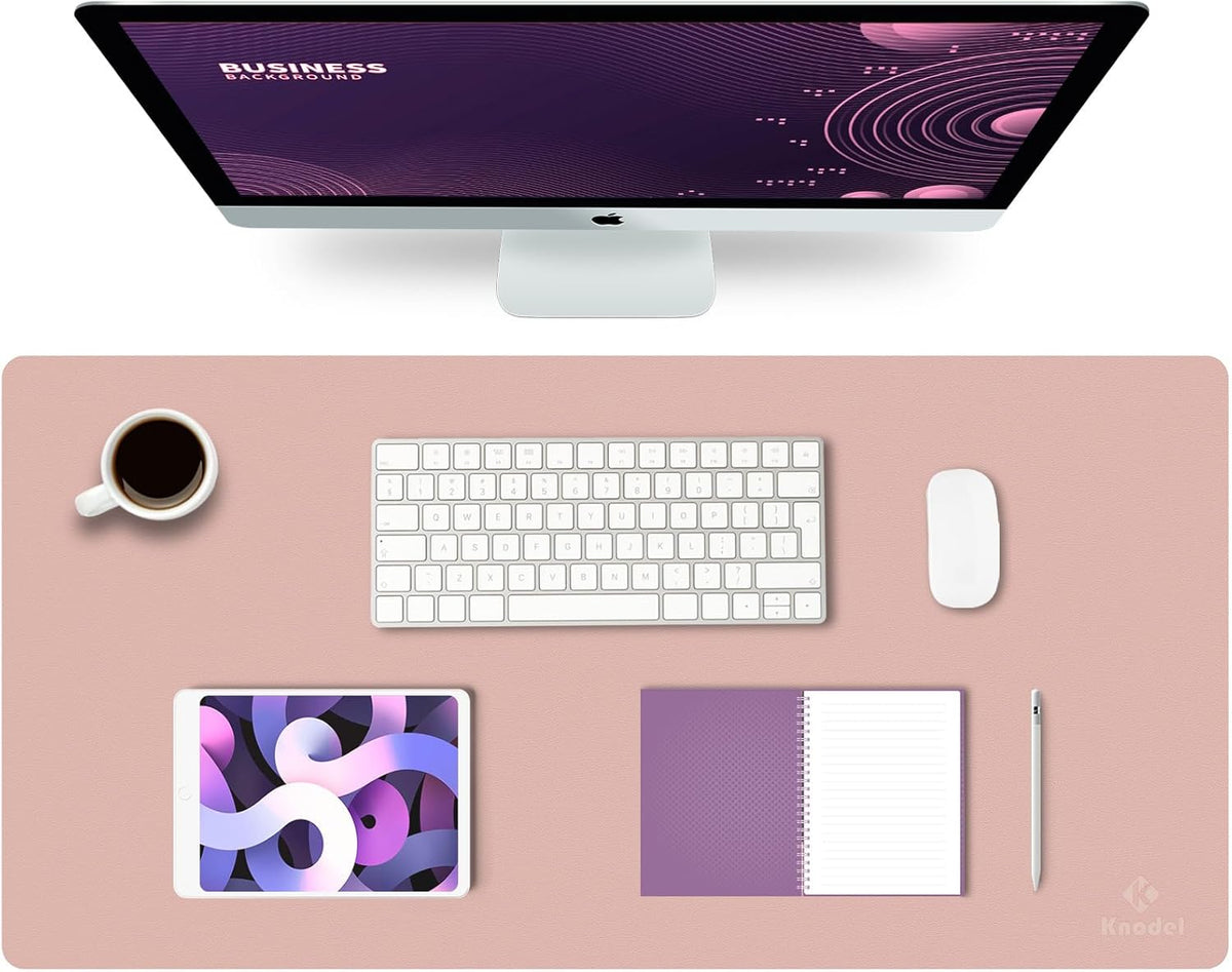 Large Office Desk Mat, Leather Mouse Pad (31.5"X15.7", Pink)